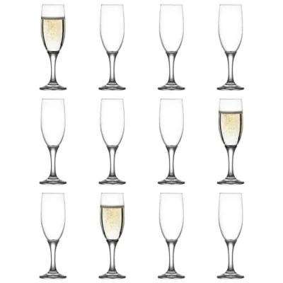 Image of LAV 12x 190ml Misket Glass Champagne Flutes Reusable Wedding Anniversary Birthday Hen Party Prosecco Wine Cocktail Drinking Glasses Set