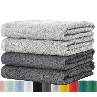 Image of Pack of 4 Terry Hand Towels 50 x 100 cm 100% Cotton Anthracite/Grey