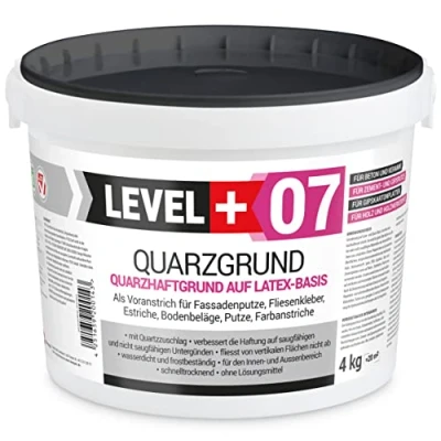 Image of LEVEL PLUS 07 Quartz Primer 4 kg, White with Sand for Concrete Plaster, Indoor and Outdoor Use, Quick Drying Frost Resistant