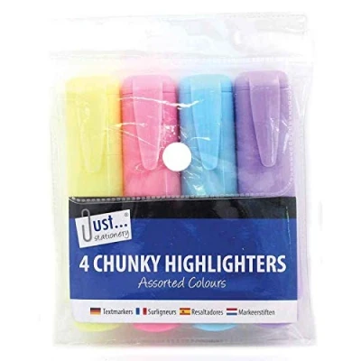 Image of ART BOX 4 Chunky Highlighters Assorted Pastel Colours
