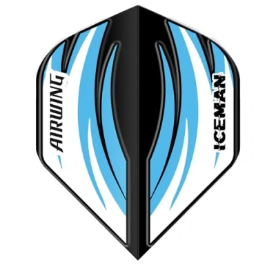 Image of RED DRAGON Airwing Unique Moulded Gerwyn Price Iceman Black &amp; Blue Standard Dart Flights 1 Set Per Pack (3 in total)