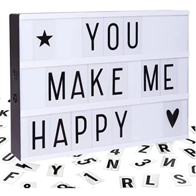 Image of MantraRaj 90Pcs A4 LED Light Message Display Box with Letters Symbols Cinematic Personalise Your own for Christmas Decoration Room Party Wedding Birthday Family