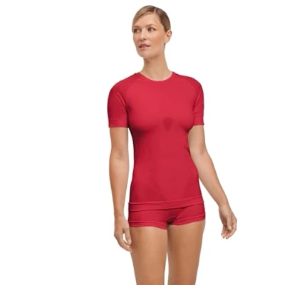 Image of FALKE Women&#039;s Warm Round Neck W S/S TS Functional Yarn Quick Dry 1 Piece Base Layer Top, Red (Red 8644) New eco Friendly, XL
