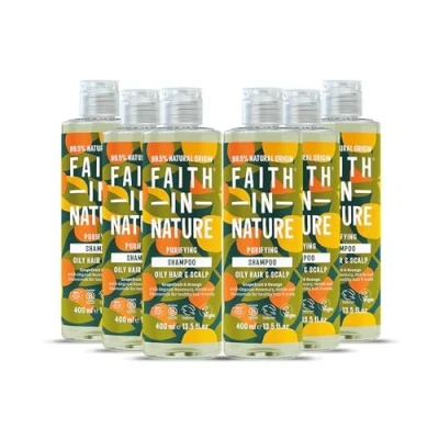 Image of Faith in Nature Invigorating Grapefruit &amp; Orange Shampoo for Normal/Oily Hair. Vegan and Cruelty Free, No SLS or Parabens, 6 x 400ml