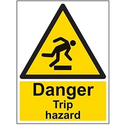 Image of V Safety Danger Trip Hazard Warning Sign 300mm x 400mm Self Adhesive Vinyl