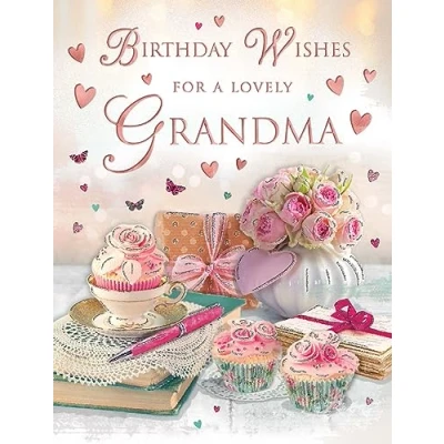 Image of Regal Publishing Traditional Birthday Card Grandma, Cakes 8 x 6 inches Piccadilly Greetings