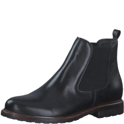 Image of Tamaris Women Chelsea Boots, Ladies Ankle Boots,Low Boots,Half Boots,Bootie,Slip Boot,Flat,Black Leather,39 EU