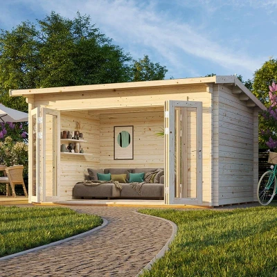 Image of Palmako Ines 4.3m x 3.8m Log Cabin Garden Office (44mm)