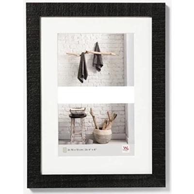 Image of walther Design Picture Frame Black 2X 10x15 cm Gallery with PassepArtout, Home Wooden HO215B