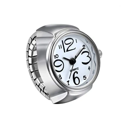 Image of JewelryWe Men Women Finger Watch Creative Elastic Round Quartz Ring Watches