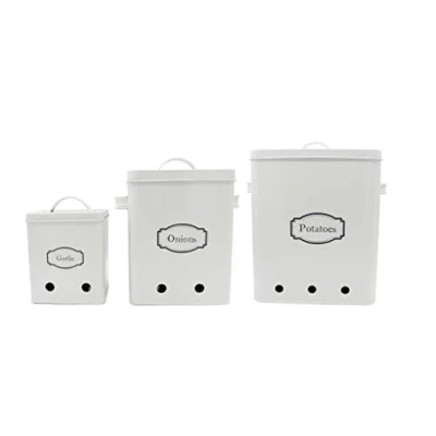 Image of Gardening Naturally Vegetable Kitchen Storage Tins Powder Coated Steel In French Grey