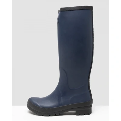 Image of Barbour Womens Abbey Tall Rubber Rain Walking Fashion Back Logo Wellingtons Navy 5