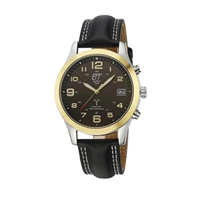 Image of ETT Eco Tech Time Radio Solar Men&#039;s Analogue Watch with Digital Date Leather Strap EGS 11487 22L, silver, Modern