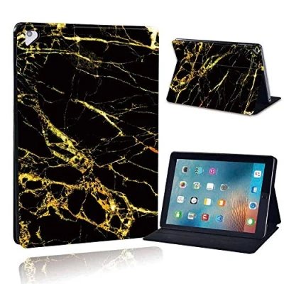 Image of FINDING Case Fit Apple iPad Air/Air 2 / Pro 9.7&quot; Tablet Printed PU Flip Leather Smart Lightweight Shell Stand Cover for (gold vein in black marble)