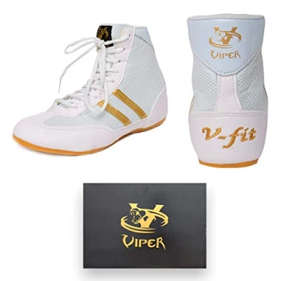 Image of VIPER Mens Kids Boys Children Girls Boxing Boots Footwear Shoes (3 UK, White)