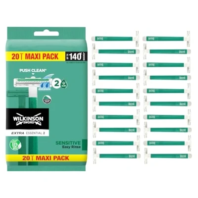 Image of WILKINSON SWORD Extra 2 Disposible Razors For Men Sensitive Comfort 20 Count (Pack of 1)