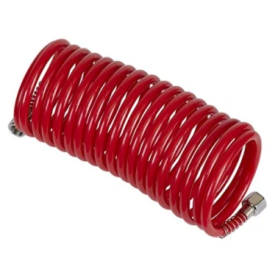 Image of Sealey PE Coiled Air Hose 5m x Ø5mm with 1/4&quot;BSP Unions