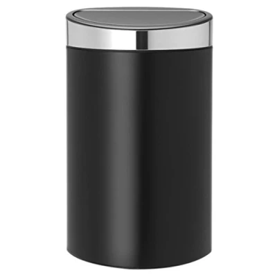 Image of Brabantia 30L Kitchen Touch Bin New (Matt Black/Matt Steel) Removable Lid, Soft Open, Easy Clean Rubbish Waste Plus Bags
