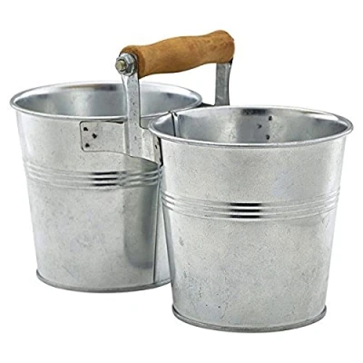 Image of Genware NEV GSB12COM Galvanised Steel Combo Serving Buckets, 12 cm