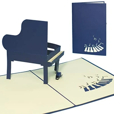 Image of Lin, pop up Greeting Cards, Birthday Music Concert Voucher Card, Piano