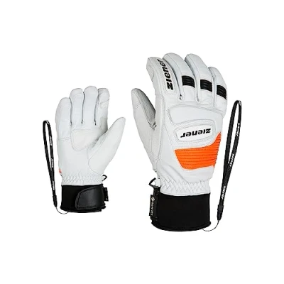 Image of Ziener Adult Guard GTX Grip PR Ski Gloves/Winter Sports, Waterproof, Breathable, Gore Tex, Primaloft, Leather, Racing, White, 10