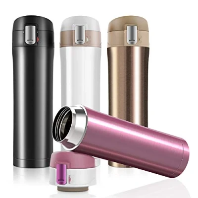 Image of JUMKEET Double Walled Vacuum Cup Flask Thermo,Stainless Steel Insulated Water Bottle for Hot and Cold Drinks Travel Coffee Mug, Sports (A White)