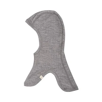 Image of DILLING Rib Knitted Children&#039;s Balaclava Organic Merino Wool Grey Melange 0 9 Months