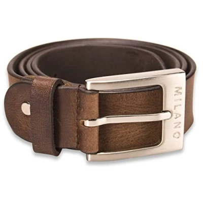 Image of Milano Mens Full Grain Leather Belt 1.25&quot; (30mm) Black and Brown # ML 2910 Brown, XL