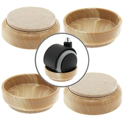 Image of Lifeswonderful 4x Felt Base Castor Cups Non Slip Protect Your Floors &amp; Prevent Furniture From Moving or Rolling