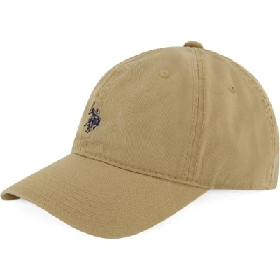 Image of U.S. Polo Assn. Men&#039;s U.s Cotton Adjustable Curved Brim With Embroidered Small Pony Logo Baseball Cap, Beige, One Size UK