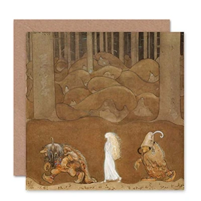 Image of Wee Blue Coo GREETINGS CARD BIRTHDAY GIFT PAINTING JOHN BAUER PRINCESS AND THE TROLLS