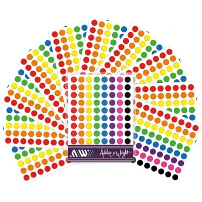 Image of Ashton and Wright Easy Peel Colour Coding Labels 8mm Dot Stickers (Bright, ‎Pack of 10 8800)