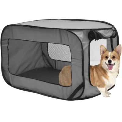 Image of Foppla Pop Up Dog Crate,Dog Travel Crate,Travel Pet Kennel with Storage Bag,Small Tent Crates Cage