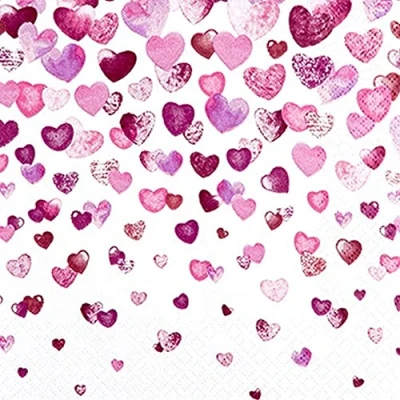 Image of 20 Napkins Pink Heart Rain Wedding Love Mother&#039;s Day Valentine&#039;s Table Decoration Decoupage Napkin Technology (Cocktail 25 x cm)