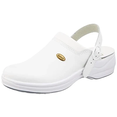 Image of Scholl Unisex New Bonus Unpunched Medical Professional Clog, White, 10 UK