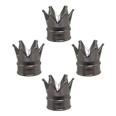 Image of SENZEAL 4Pcs Dust Caps for Car Tyres Crown Tyre Valve Universal Aluminum Alloy Stem Cars Bikes Trucks Motorcycle (Grey)