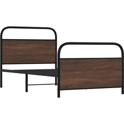 Image of vidaXL Bed Frame Without Mattress 107x203 cm Brown Oak Engineered Wood