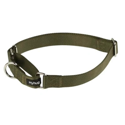Image of Hyhug Pets Martingale Dog Collar, Colorfast, Heavy Duty Training Collar with No Buckle. Gentle Control, Anti Escape. (Army Green, Small)