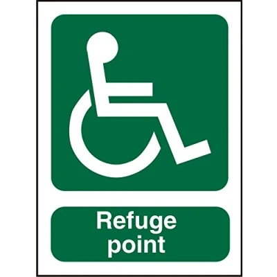 Image of Seco DDA Fire Exit Wheel Chair, Refuge Point Sign, 150mm x 200mm Self Adhesive Vinyl