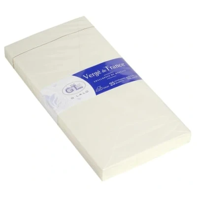 Image of Clairefontaine Ref 22700L Rubber Lined Adhesive Envelopes (Pack of 25) DL (110 x 220mm) in Size, Laid Paper, Vergé de France, PEFC Certified White