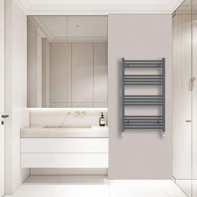 Image of Warmehaus Straight Heated Towel Rail Radiator Ladder Anthracite Grey 1000x600mm Central Heating Radiators for Bathroom Kitchen