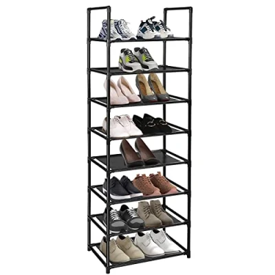 Image of esonstyle 8 Tier Shoe Rack For 16 20 Pairs Tall Versatile Shelf Organiser Narrow Organizer