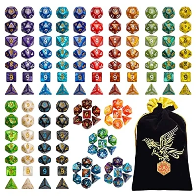 Image of QMAY Polyhedral Dice, Dungeons and Dragons Dice Set 7 Sided DND for MTG RPG Game (20)