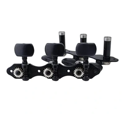 Image of Guyker Classical Guitar Tuners, 1:18 Ratio Open Frame Style Acoustic Tuning Keys Steel String Pegs Machine Heads 2 Planks (3+3) (Black, Black Button)