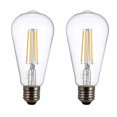 Image of TEKLED® ST64 Filament Vintage DIMMABLE LED Bulbs E27 Edison Screw Energy Saving 6.5W Light Bulb 60W Equivalent Clear 2700K 806LM 2 Pack Warm White