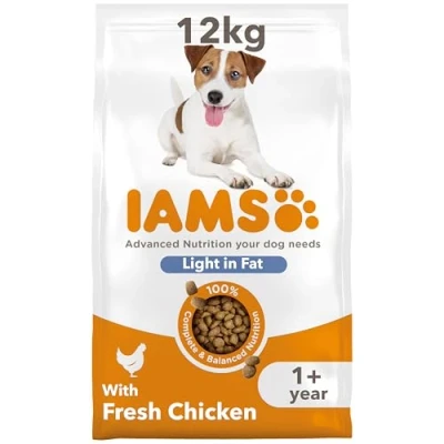 Image of IAMS Low Fat Complete Dry Dog Food for Adult and Senior Dogs with Chicken 12 kg (Pack of 1)