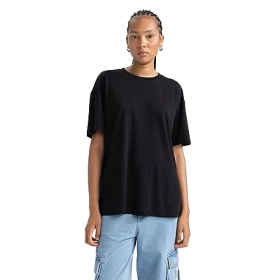 Image of DeFacto Women&#039;s B0648ax T Shirt, Black, XS