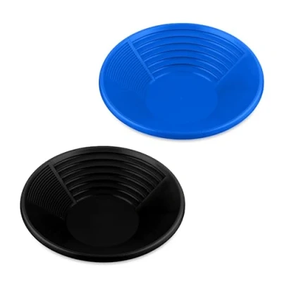 Image of Relaxdays 2X Gold Panning Dish, Treasure Hunt, Adventure, Quest, HxD: 8 x 38 cm, Plastic, 3 Zone Design, Black/Blue