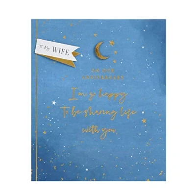 Image of UK Greetings Wife Anniversary Card With Envelope Starry Design