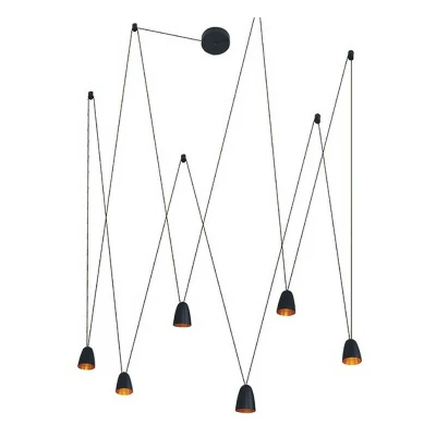 Image of Paiania Ceiling Cluster Pendant 6x 7W LED Black Gold